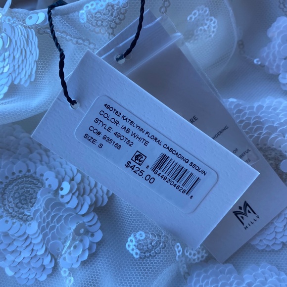 Milly Women Floral Cascading Sequin Top NWT - Picture 7 of 10